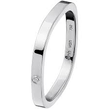 Dinh Van Alliance Carree 2mm Or Blanc Et Diamant Alliance Homme Or Blanc Bague Alliance