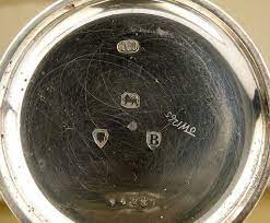 Silver pocket watch with painted dial, ca 1890. Examples Of British Hallmarks In Watch Cases