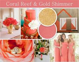 Coral Reef Gold Wedding Theme Gold Shimmer Wedding Colors Wedding Theme Colors Gold Wedding Theme Wedding Colors