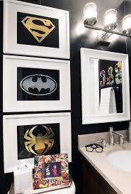 A Sophisticated Superhero Bathroom Makeover Superhero Bathroom Superhero Bathroom Decor Boys Bathroom