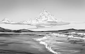 Draw this cute beach by following this drawing lesson. Black And White Beach Speed Sketch By Joshmackey On Deviantart