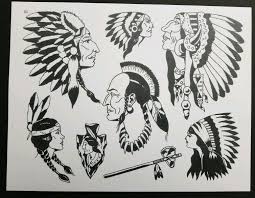 Giclee Print Milton Zeis 50s Vintage Indian Chief Produx Tattoo Flash 8 5x11 Ebay Indian Chief Tattoo Vintage Frame Tattoo Native American Tattoo Flash