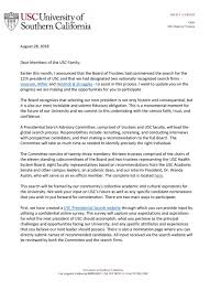 Daily Trojan Auf Twitter Chairman Rick Caruso Released A Letter Addressing The Search For Usc S 12th President There Will Be 23 Members On The Presidential Search Advisory Committee Including Trustees Faculty An
