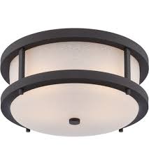 How to install flush mount ceiling light fixture. Nuvo 62 653 Willis Led 14 Inch Textured Black And Antique White Outdoor Flush Mount