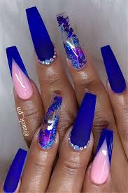 Acrylic nails are nail enhancements made by combining a liquid acrylic product with a powdered but wait: 40 Gorgeous Dark Blue Coffin Nail Designs You Must Try This Winter Cute Hostess For Modern Women Blue Coffin Nails Coffin Nails Designs Blue Acrylic Nails
