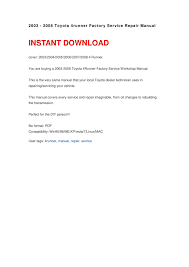 No need to hunt down a separate toyota repair manual or toyota service manual. Calameo 2003 2008 Toyota 4runner Repair Manual
