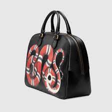 Move Down Snake Print Leather Duffle Gucci Travel Bag Bags Mens Bags Fashion