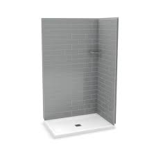 Utile 32 Inch X 48 Inch Corner Shower Stall In Metro Ash Grey Corner Shower Kits Corner Shower Stalls Corner Shower