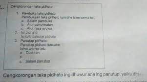 Contoh teks pidato bahasa jawa singkat, padat, jelas tentang perpisahan, kemerdekaan, lingkungan sekolah, kebersihan, pendidikan, narkoba lengkap terbaru. Contoh Penutup Sesorah Cara Golden