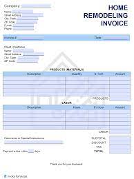 Free Home Remodeling Invoice Template Pdf Word Excel