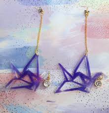 Check spelling or type a new query. Origami Crane Dangle Earrings Resin Purple Charm Bird Handmade Lilac Rebelfoxcrafts