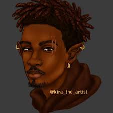 Anime Black Boy With Dreads Black Elf Concept Africanart Blackart Conceptart Sketch Paintsketch Digitalpainting Darkskin Digitalart Dread Black Anime Guy Natural Hair Art Elf Art