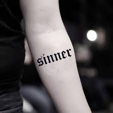 Челлендж tattoo challenge дети в наколках мама в шоке. Sinner Temporary Fake Tattoo Sticker Washable Tattoo Set Of 2 Toodtattoo Com Amazon De Beauty
