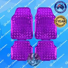 Purple Checker Plate Car Floor Mat Metallic Shiny Universal Heavy Duty Set Of 4 Purple Car Cool Car Accessories Custom Car Mats