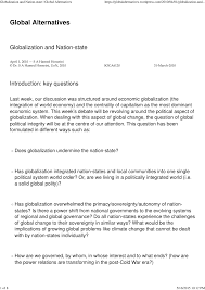 Pdf Globalization And Nation State