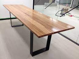 Solid Messmate Timber Table With Black Metal Legs Timber Dining Table Dining Table Metal Table Base