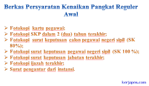 Ijazah terakhir dan transrip nilai (legalisir); Kenaikan Pangkat Reguler Pns