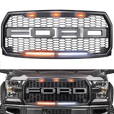 Raptor Style Grille For 2015 2017 Ford F150 Replacement Raptor Grill Light Kit Front Bumper Grille W F R Dark Gray Car Accessories Online Market F150 Ford F150 Raptor