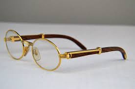 Auth Cartier C Decor Bubinga Wood Gold Silver Plated Prescription Lens Glasses Cartier Glasses Men Gold Glasses Glasses Fashion