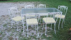 Excellent Orig Condition 1950 Wrought Iron Table 6 Chairs Salterini Woodard Ebay Vintage Patio Wrought Iron Table Teak Dining Chairs