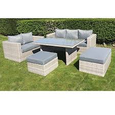 Get free shipping on qualified mayfair products or buy online pick up in store today. Mayfair Siena Premium 5 8 Seater Rattan Casual Dining Sofa Set With High Back Cushions Silver Grey We Dining Sofa Rattan Furniture Set Outdoor Furniture Sets