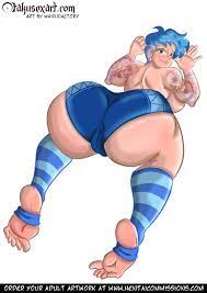 sporty anime hentai girl with blue hair and bloomers and sports socks huge  ass 