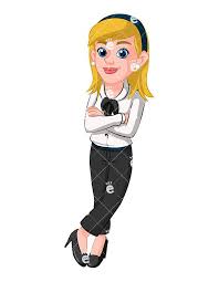 Cute Business Woman Crossing Arms Vector Cartoon Clipart Friendlystock Business Women Cartoon Clip Art Folded Arms