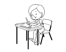 Coloring picture or coloring book of funny turtle teacher with the pointer near the desk. Girl At Her Desk Coloring Page Coloringcrew Com