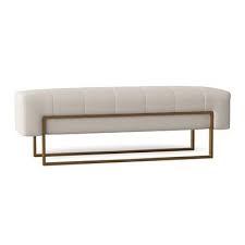 Caracole Classic Upholstered Bench Body Fabric Snow Herringbone Upholstered Bench Wood Bench Caracole
