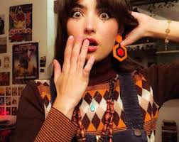 LIZZIE. Vintage Brown 70s Wallpaper Style Earrings. Handmade Polymer and  Resin Jewelry. Retro Earrings