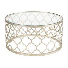 We do not intent to infringe any intellectual right artist right or copy right. Tracery Silver Moroccan Quatrefoil Glass Top Coffee Table