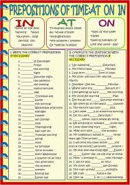 Hundreds of free english grammar exercises/worksheets for teachers and students: Time Prepositions With One Important Worksheet Free Esl Worksheets For Printing Bildung Important Pr Teaching English Grammar Prepositions English Grammar