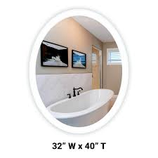 Wall mounted makeup mirror with lighted canada. Side Lighted Led Bathroom Vanity Mirror 32 X 40 Oval Mirrors Marble