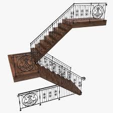 Staircase With Ornate Railings 3d Model Ad Ornate Staircase Model Railings