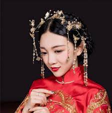 Chinese Style Metal Butterfly Leaves Crystal Tiara Bridal Hairband Gold Tassel Pear Vintage Bridal Hair Accessories Vintage Bridal Hair Bridal Hair Accessories