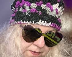 Asexual Pride Hand-crocheted Beanie in Purple, White, and Black LGBTQ+  Winter Hat, Beenie Hat for Winter, Crochet Winter Hat for Him or Her