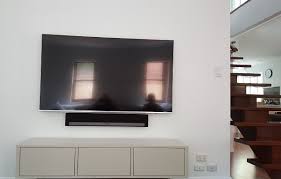 The sanus sa405 soundbar speaker mount attaches directly to the bottom of your tv wall mount for a convenient, adjustable, and stylish setup. Sound Bar Installation Mounting Info Advice Photos Australia Wide Service 1800 88 62 44
