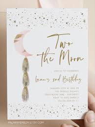 Two The Moon Invitation Girl 2nd Birthday Invite Instant Download Stars And Moon Templett Star Theme Party 2nd Birthday Party Themes Girl 2nd Birthday