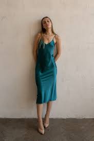 Blue Green Bias Silk Slip Dress Stretch Silk Dress Turquoise Slip Dress Silk Slip Dress Clothes
