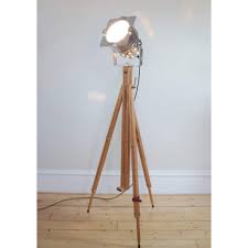 Tripod Floor Lamp Vintage Retro Theatre Spot Light Polished Lampsy
