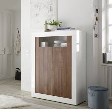 Madia Alta Moderna 2 Ante Finitura Bianco Lucido E Noce Dark Zlcurbmad8 Tall Cabinet Storage Locker Storage Furniture