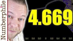 It is accurate up to the 4th decimal place (the obtained value is 4.669 268 625 720 540, which is for app. The Feigenbaum Constant 4 669 Numberphile Youtube