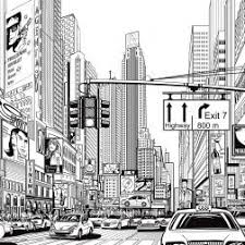 Black And White Cityscape Cartoon Cartoons City Cartoon Nyc Murals City Drawing