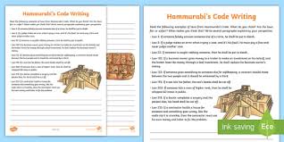 Vocabulary, map, worksheet, comprehension questions, and photos will explain the benefits of a law. The Code Of Hammurabi Student Response Activity