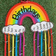 We Absolutely Love This Different Take On A Birthday Chart Because Rainbows Are Life Obvs Classroom Birthday Birthday Chart Classroom Birthday Board Classroom