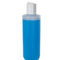 8 oz. Natural HDPE Squat Cylindrical Round Bottom Bottle with 24/410 White  Polypropylene Disc-Top Dispensing Cap