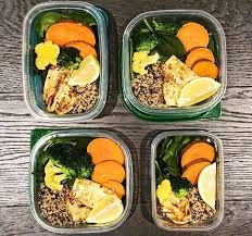 Baked Tofu Sweet Potato Quinoa Broccoli Cauliflower And Spinach Vegetarian Meal Prep Vegan Recipes Vegan Meal Prep