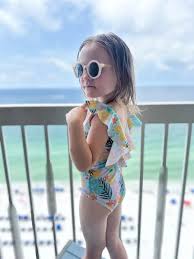 Girls Swimwear - Tropical Ruffle One Piece - The Beachy Traveler