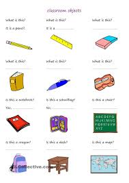 Classroom Objects Classroom Esl Classroom Worksheets