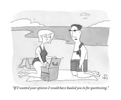 A Man Kneeling On A Blanket With His Wife By Peter C Vey In 2021 Man Kneeling Beach Cartoon Funny Cartoons